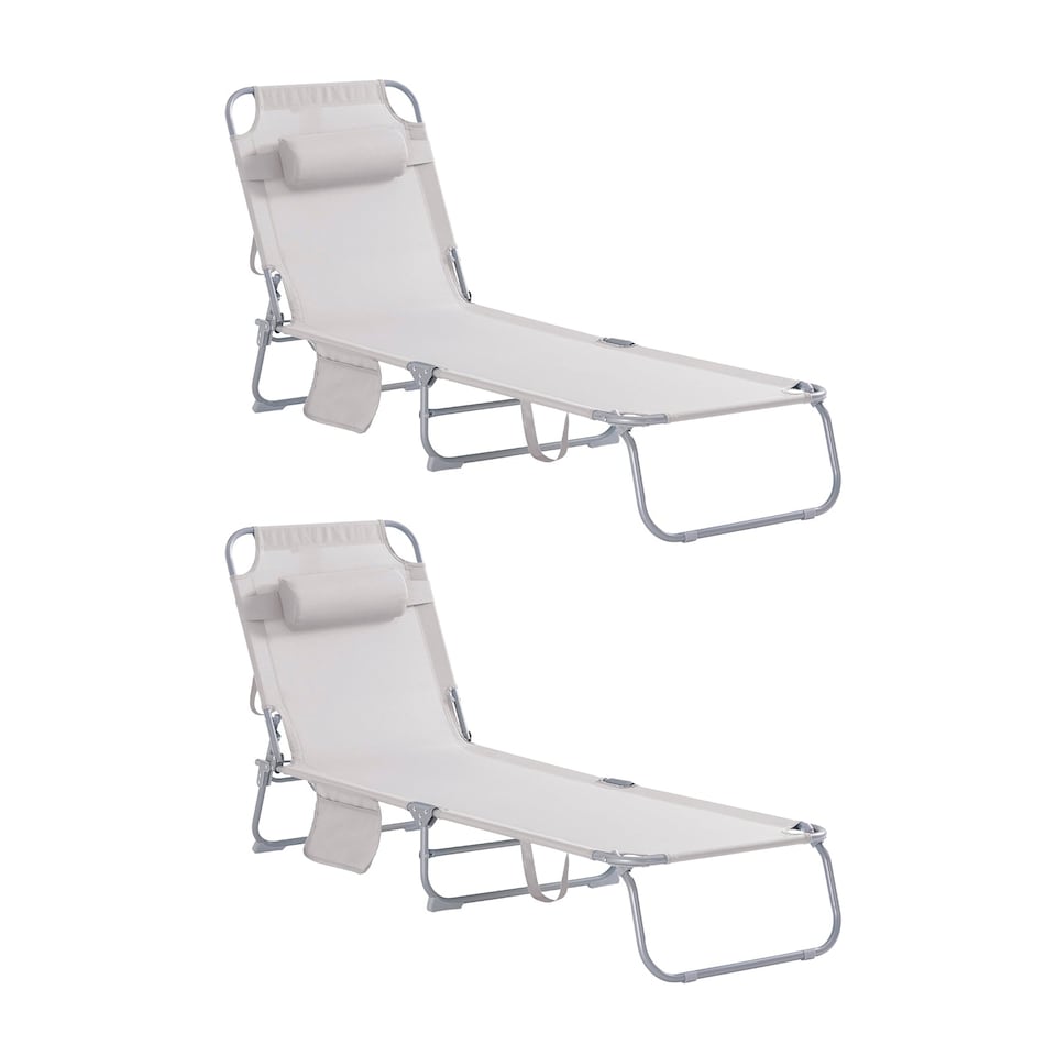 image 1 of SoBuy OGS35-MIX2,Set of 2 Sun Lounger Reclining Folding Chairs For Outdoor Garden