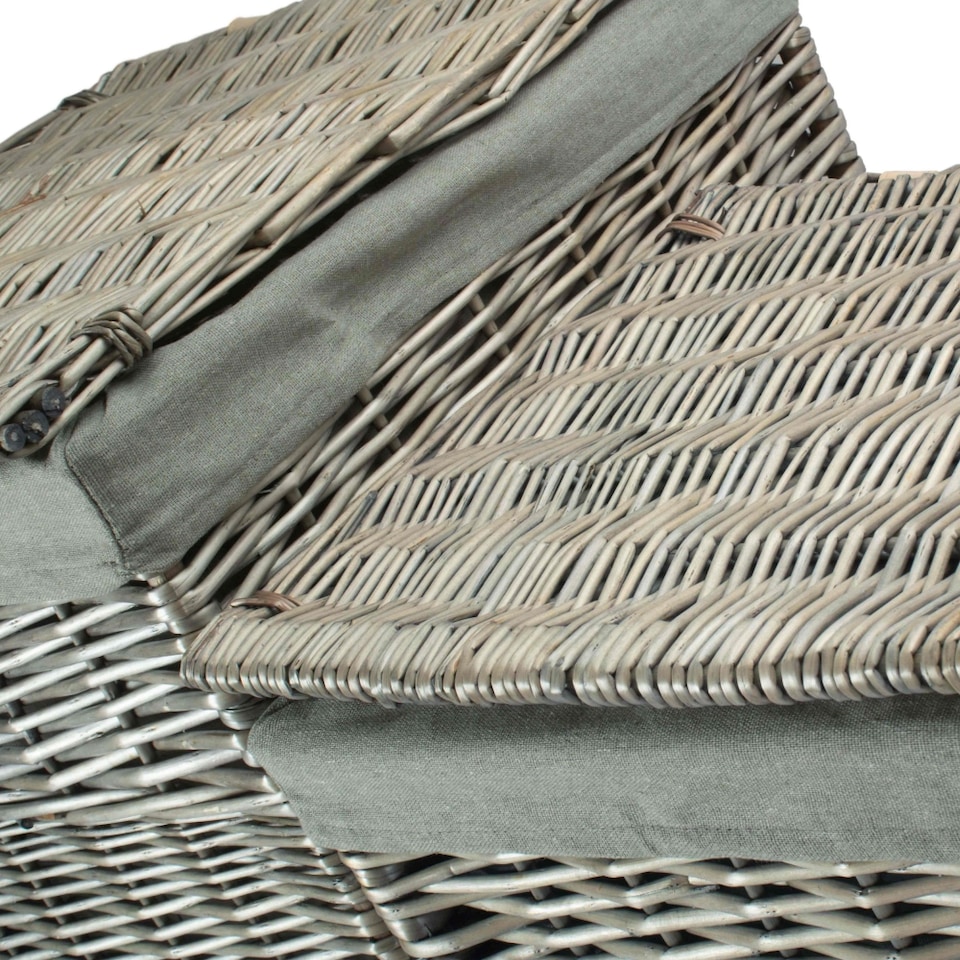image 1 of Set of 2 Antique Wash Square Laundry Basket with Grey Sage Lining | Grey | Grey