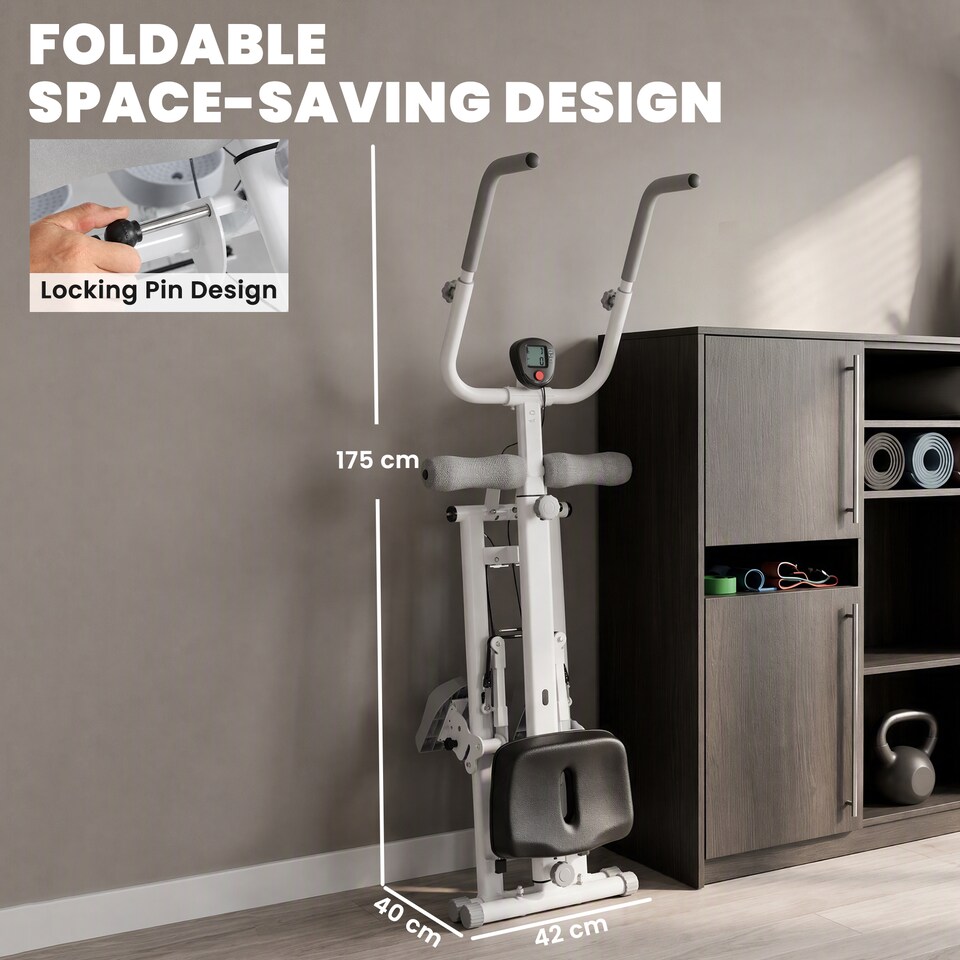 image 1 of SPORTNOW Foldable 2-in-1 Ab Machine and Stair Stepper for Core, White