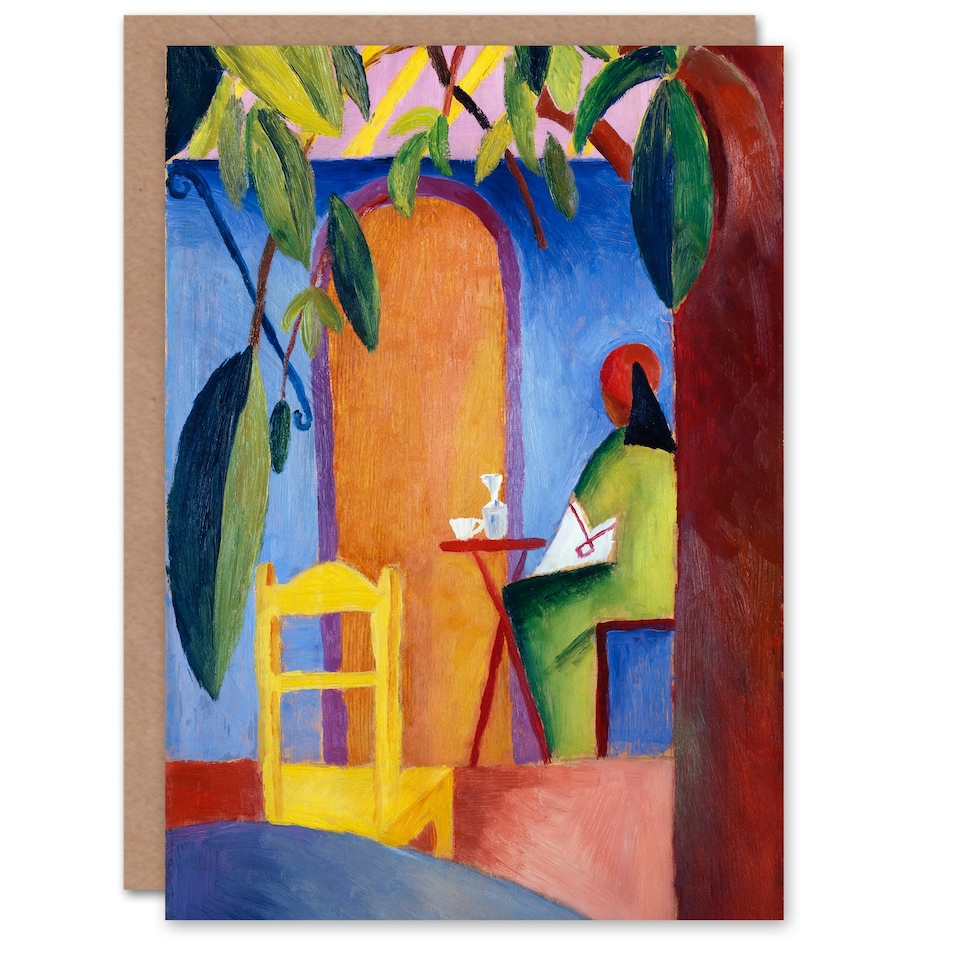 image 1 of August Macke Art Card Turkish Cafe Colourful Oil Painting