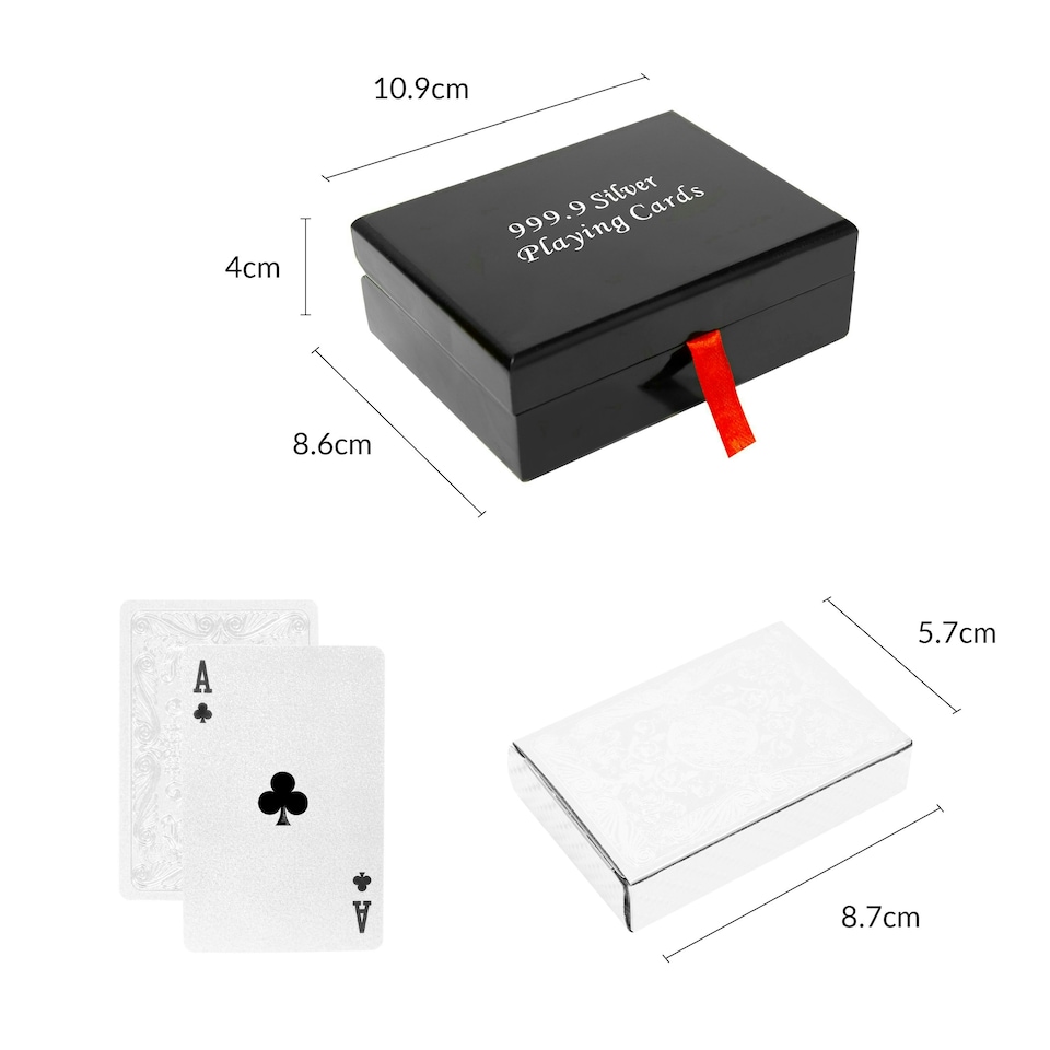 image 1 of Silver Plated Playing Cards With Wooden Box