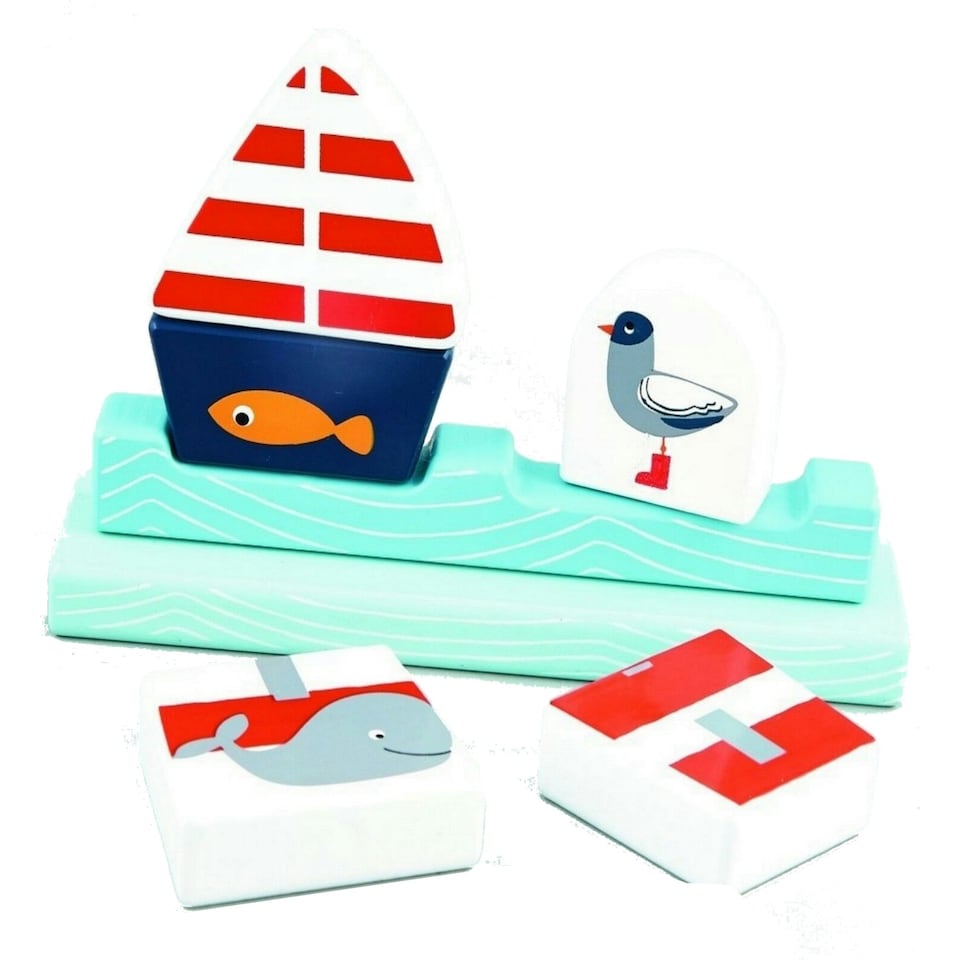 image 1 of Floss & Rock 7 Piece Wooden Magnetic 3D Puzzle - At Sea