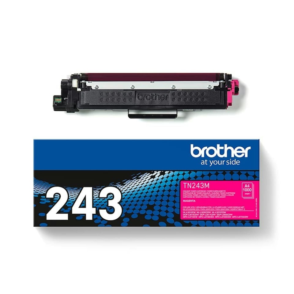 image 1 of Brother TN-243M Toner Cartridge, Magenta, Single Pack, Standard Yield, Includes 1 x Toner Cartridge, Brother Genuine Supplies