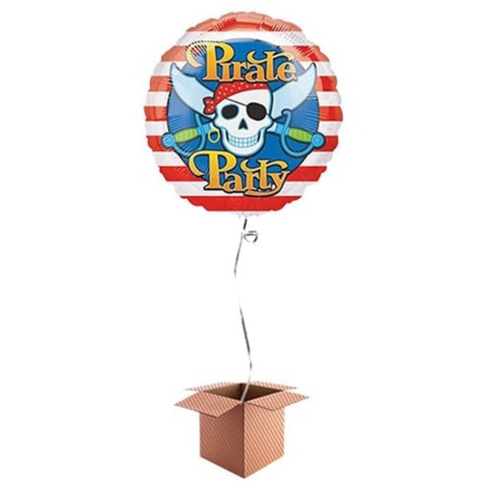 Pirate Party Round Foil Balloon - Inflated Balloon in a Box