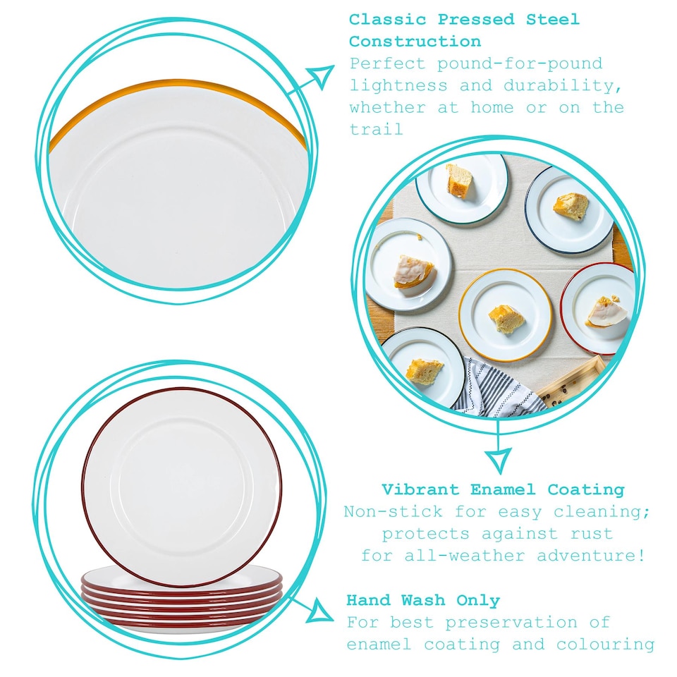 image 1 of Argon Tableware 16 Piece White Enamel Dinner Set - cm - Blue