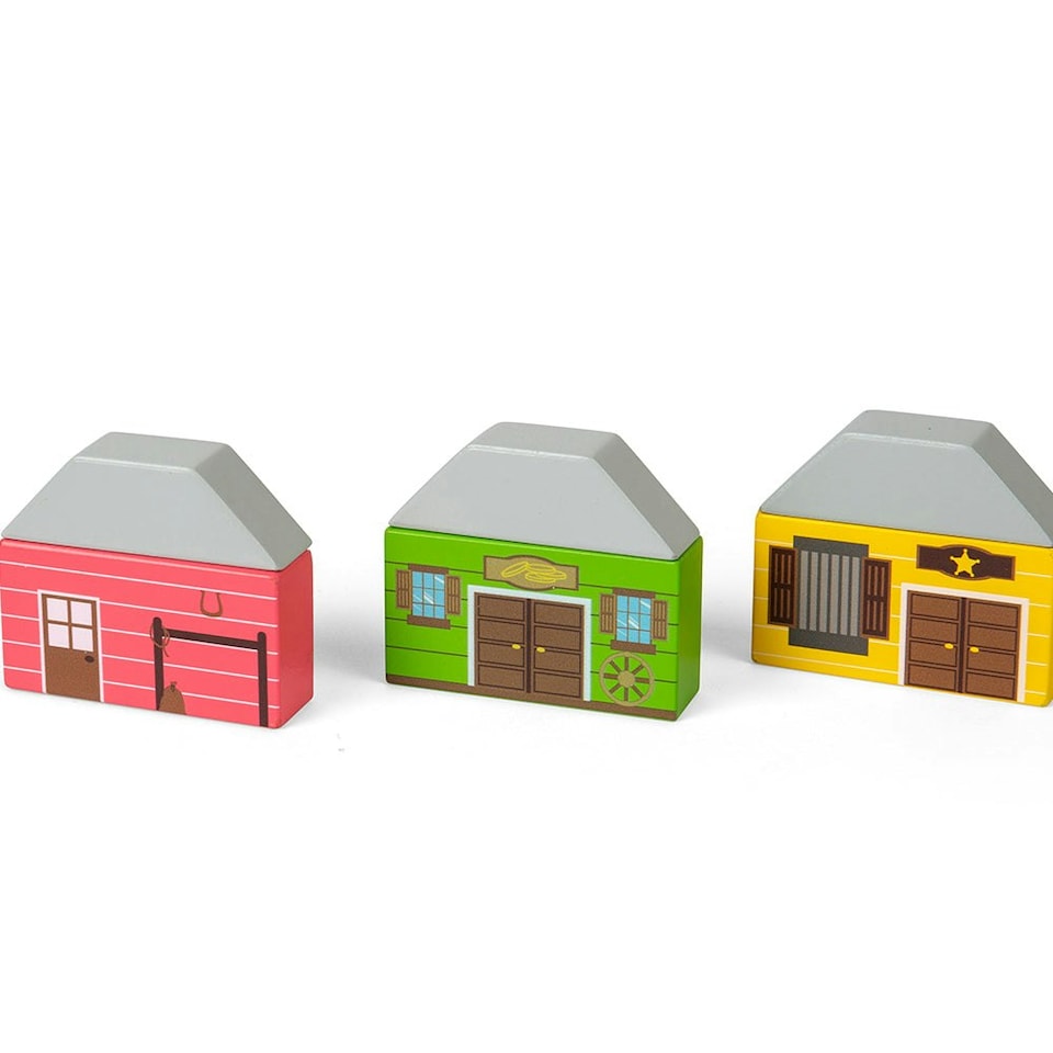 image 1 of Bigjigs Rail Wooden Wild West Train Set - 62 Play Pieces