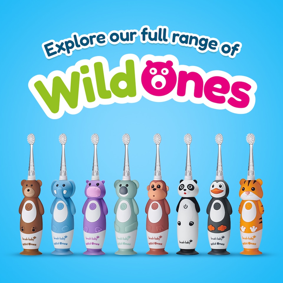 image 1 of Brush Baby WildOnes Tiger Kids Electric Rechargeable Toothbrush