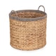 image 1 of Small Round Water Hyacinth Basket With Grey Rope Border | Brown | Brown