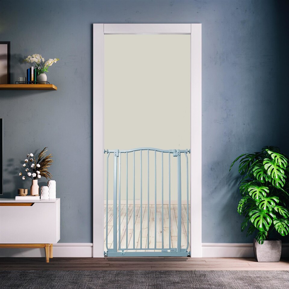 image 1 of Bettacare Extra Tall Curved Top Dog Gate, 116cm - 125cm, Matt Grey, Extra Tall 100cm in Height, Pressure Fit Pet Gate | Grey