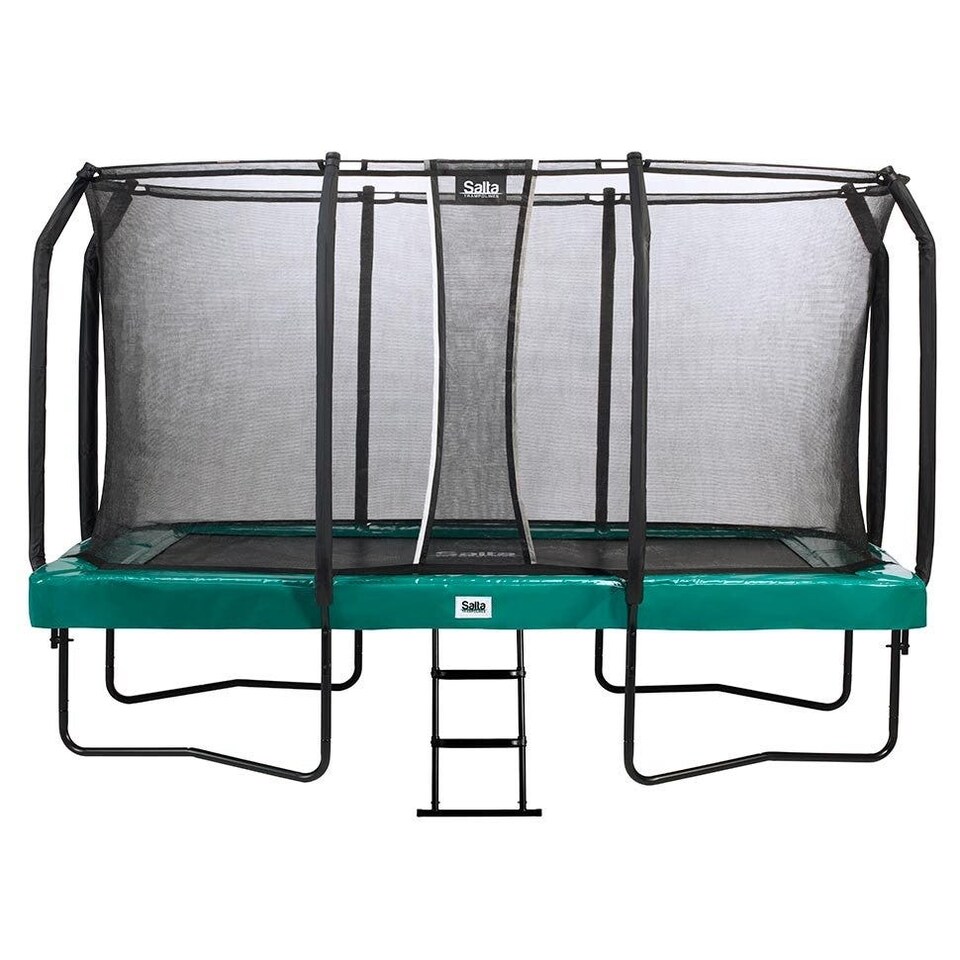image 1 of 12ft x 7ft Salta Green Rectangular First Class Trampoline with Enclosure