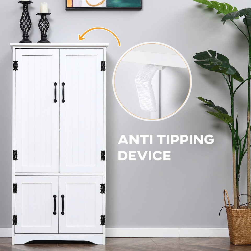 image 1 of HOMCOM Accent Floor Storage Cabinet, Kitchen Cupboard Sideboard with Adjustable Shelves and 2 Lower Doors, White