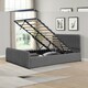 image 2 of 4ft6 Dark Grey Brushed Velvet Gas Lift Ottoman Bedframe