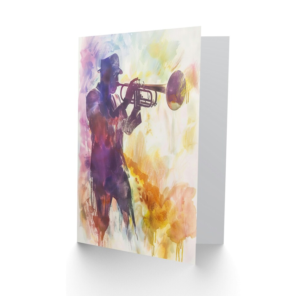image 1 of Colourful Abstract Musician Shadow Portrait Him Her Birthday Card