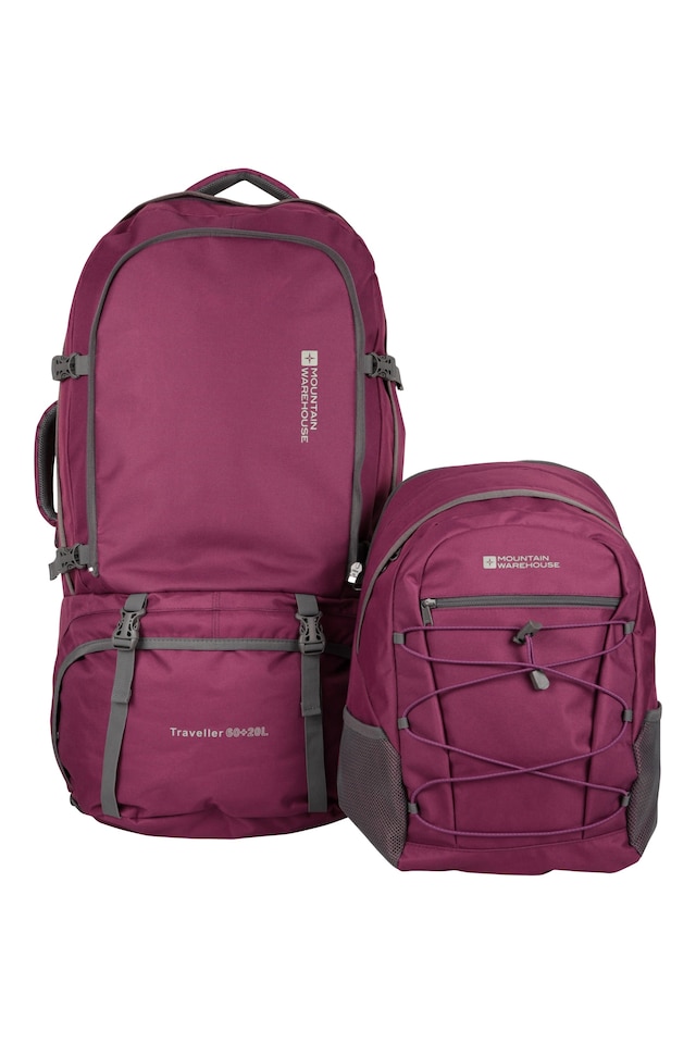 image 1 of Mountain Warehouse Traveller 60L Rucksack Detachable 20L Daypack Durable Travel Backpack