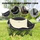 image 3 of Outsunny Double Camping Chair for Adults with Armrests, Cup Holders, Khaki Cream | Khaki