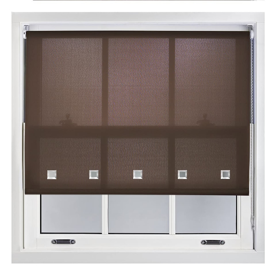 image 1 of FURNISHED Roller Blinds Daylight Square Eyelet Light Filtering Easy Fit Trimmable Window Shade | Brown | Mocha