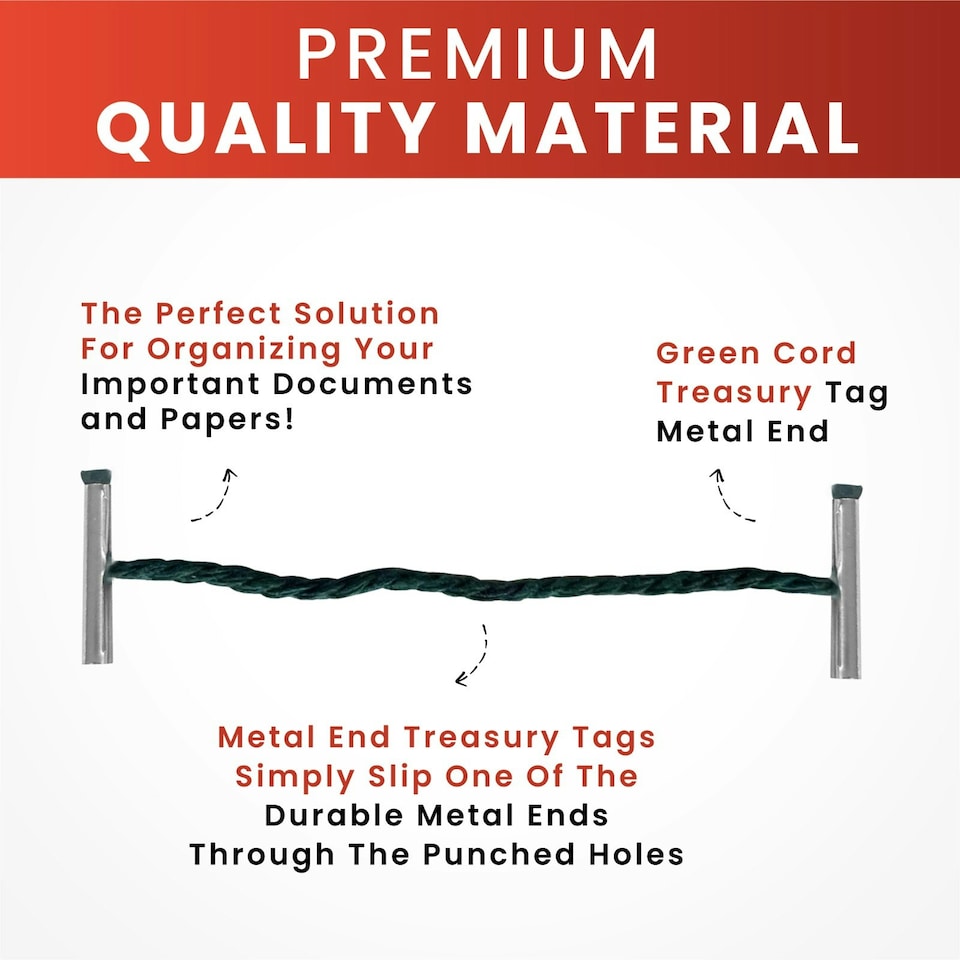 image 1 of Pack of 100 203mm Metal End Treasury Tags