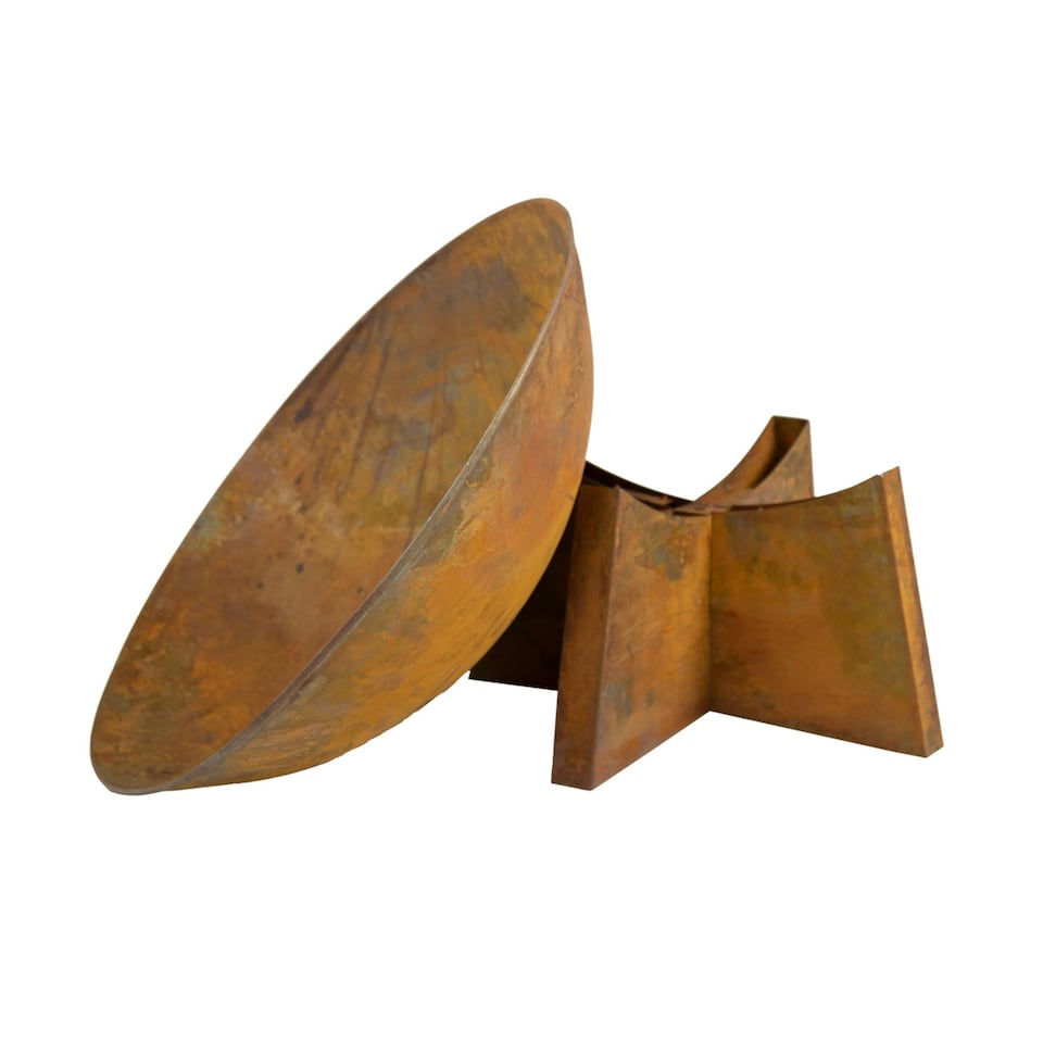 image 1 of Charles Bentley 60cm Oxidised Rust Finish Fire Pit Minimalist Design Outdoor Use