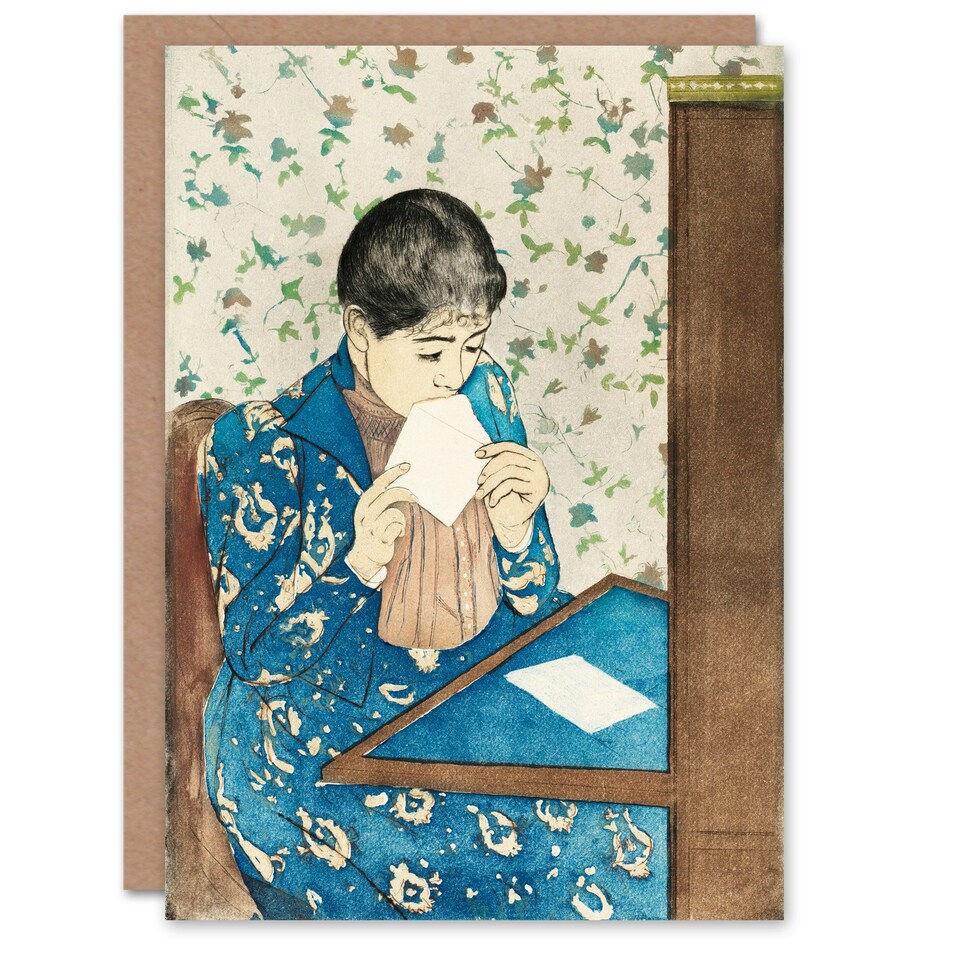 image 1 of Mary Cassatt Art Card The Letter Woman Sealing Envelope Portrait