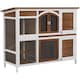 image 1 of PawHut Rabbit Hutch, Guinea Pig Hutch 2-Tier Wooden Cage w/ Ramp Roof, Brown