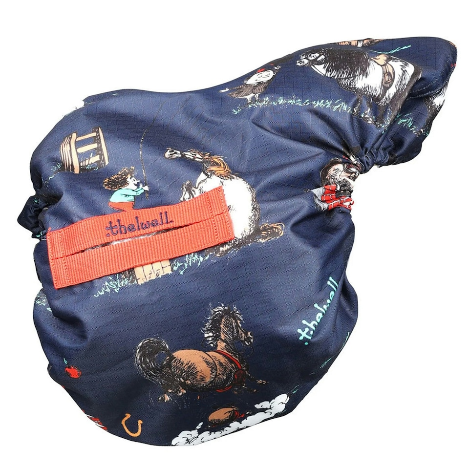 Hy Thelwell Collection Practice Makes Perfect Horse Saddle Cover - Navy/Red - One Size