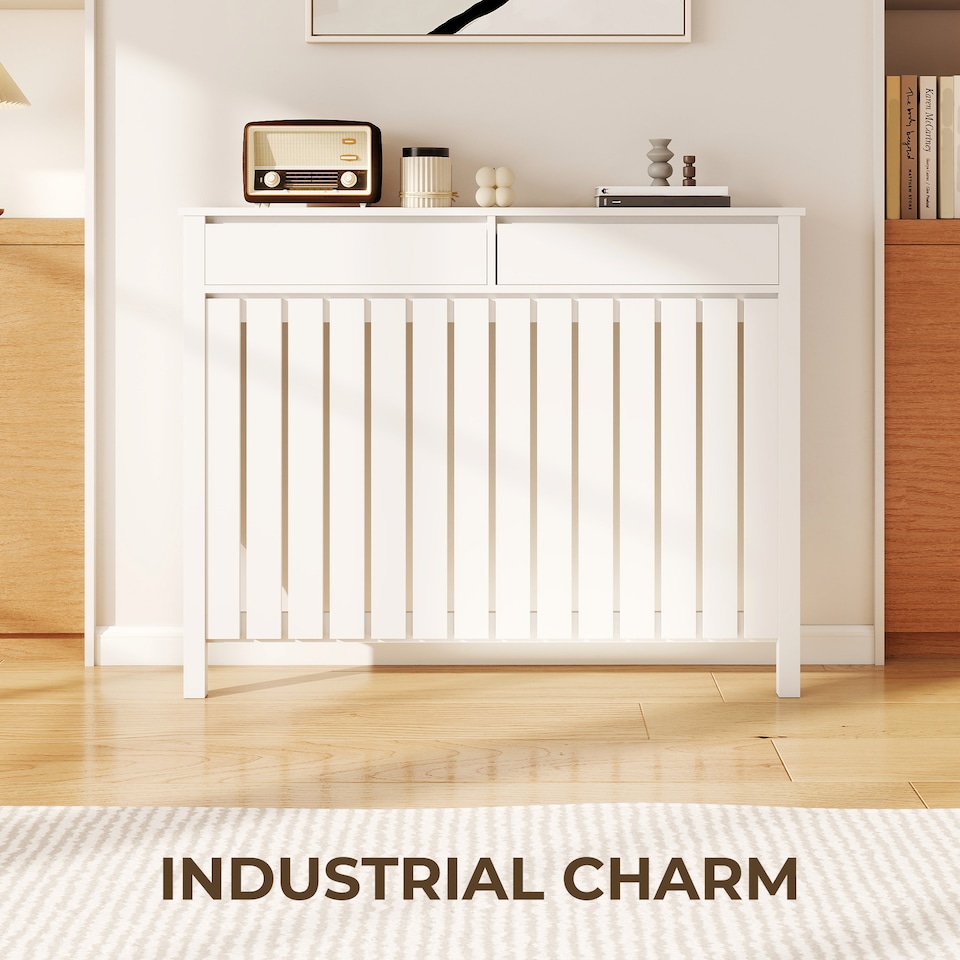 image 1 of HOMCOM Large Radiator Cover with Drawers and Vertical Slats