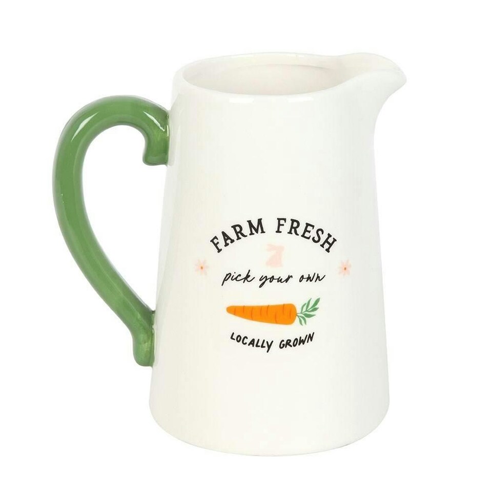 image 1 of Something Different Farm Fresh Carrot Patch Ceramic Flower Jug - White/Green - One Size