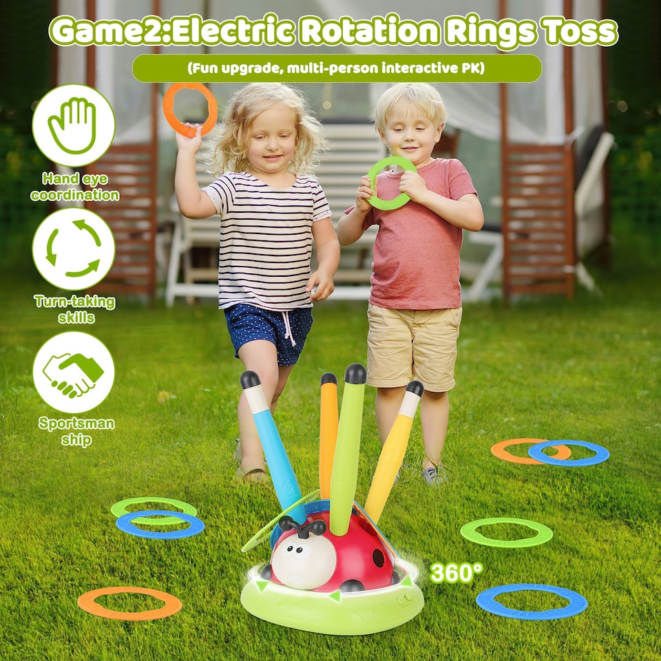 image 1 of 5 in 1 Kids Sports Activity Game Set Jump Challenge Aerobie Toss Ring Obstacle Game