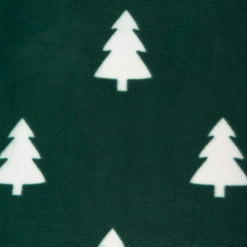 image 1 of OHS Christmas Tree Print Polar Fleece Blanket Throw, 120x150cm - Green