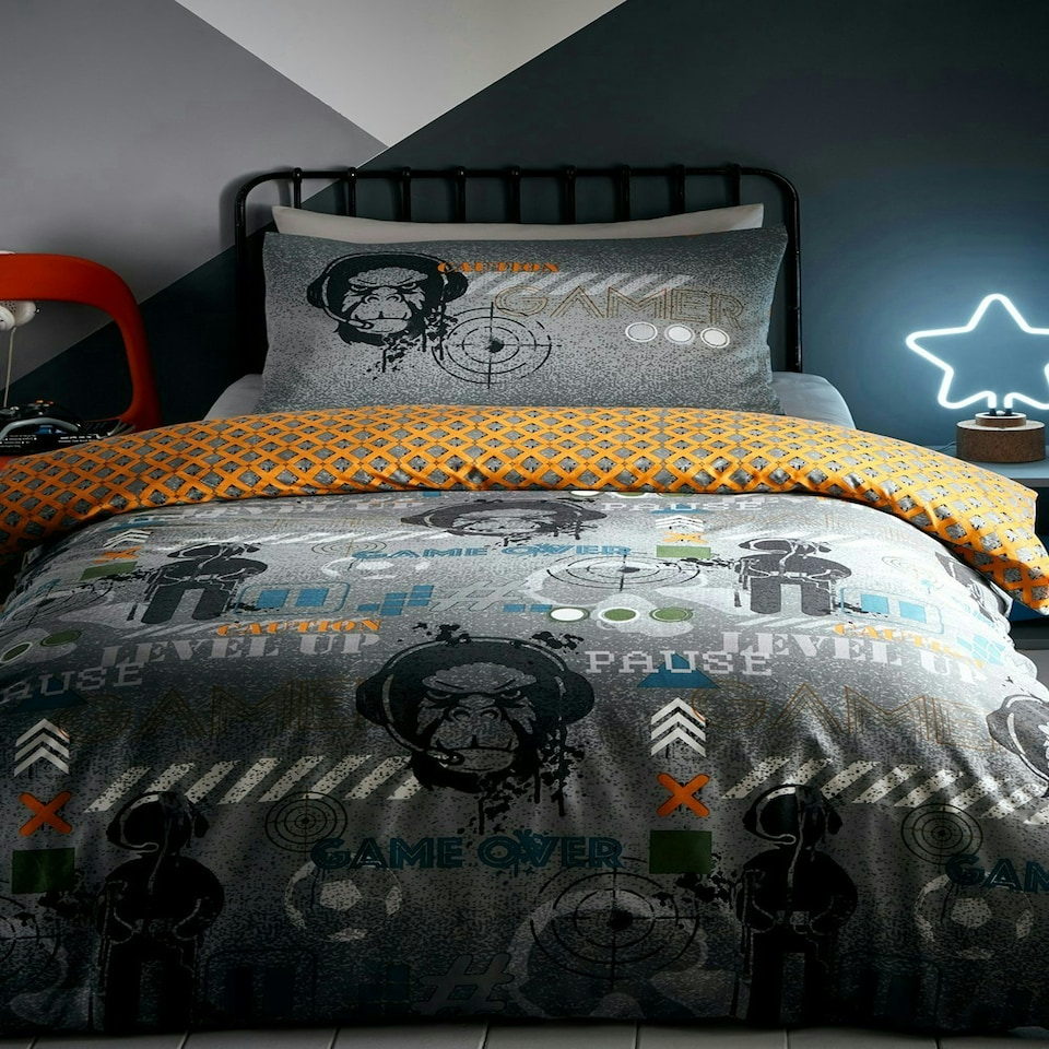 image 1 of Gamer Duvet Cover Set - Double - Grey