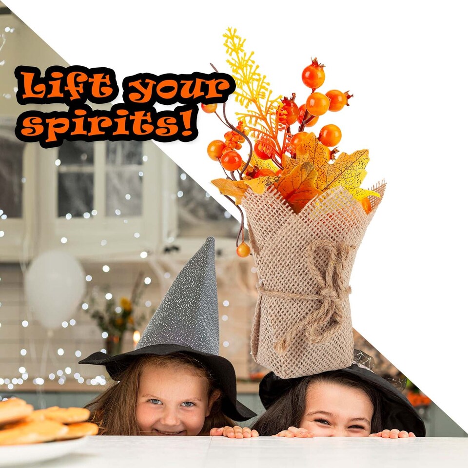 image 1 of vfm-estore Halloween Autumn Floral Burlap Decoration, Orange