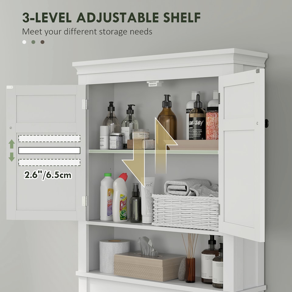 image 1 of HOMCOM Over Toilet Storage Unit 3-Tier Freestanding Washing Machine Cabinet