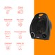 image 3 of Abode AFH1002B Electric Heater Black 2000W Cooling Fan Mode with 2 Heat Settings