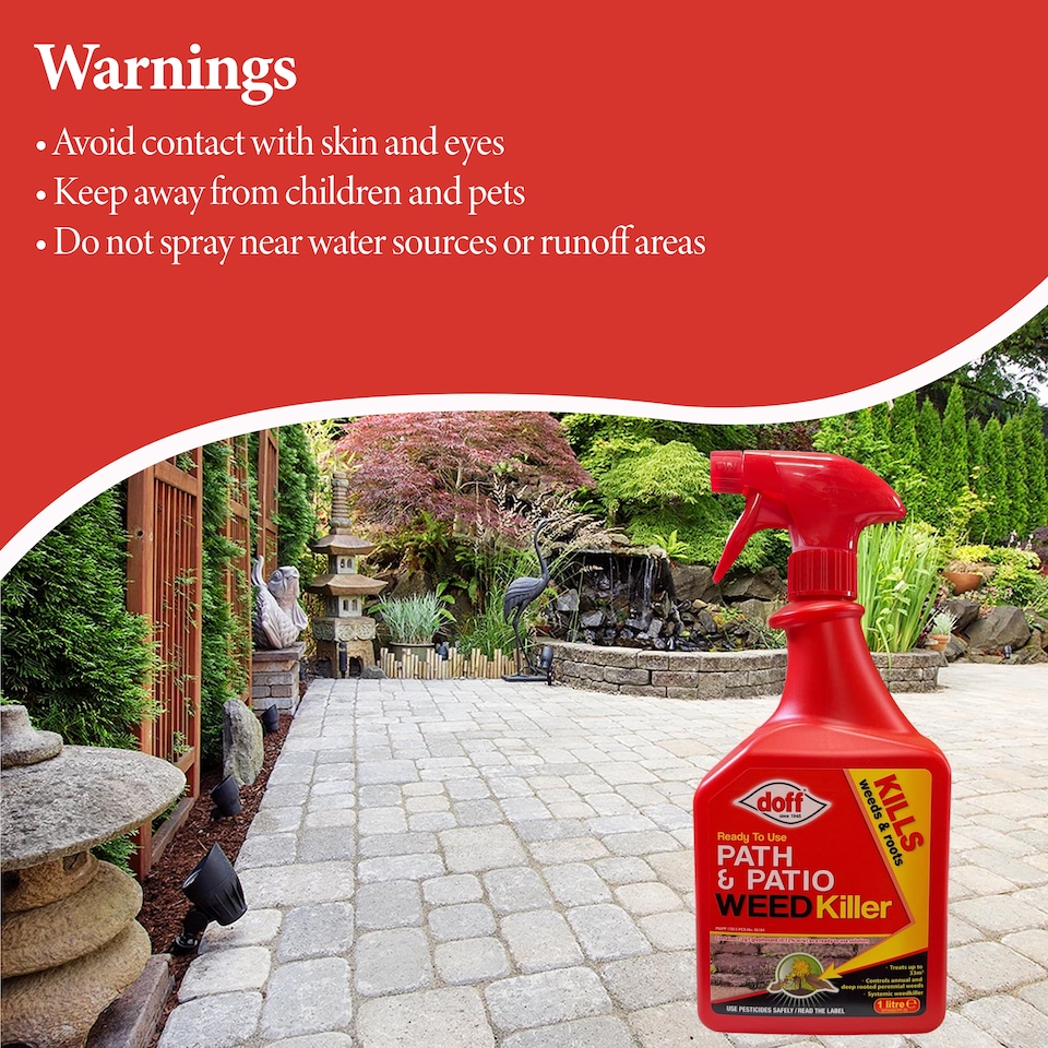 image 1 of Doff Path Patio Weedkiller Ready To Use Systemic Weed Control 1L Spray Bottle