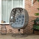image 1 of Outsunny Swivel Egg Chair with Cushions, Foldable Basket Seat and Metal Frame, Indoor Outdoor Lounge Chair for Balcony, Patio and Living Room, Grey | Grey | Grey