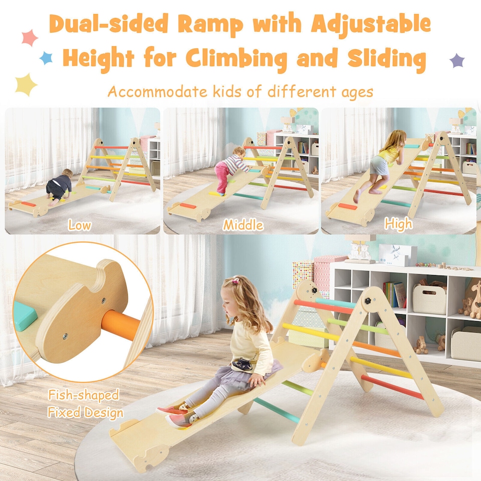 image 1 of COSTWAY 7-in-1 Toddler Climbing Toy Set Kids Folding Climber   Reversible Ramp