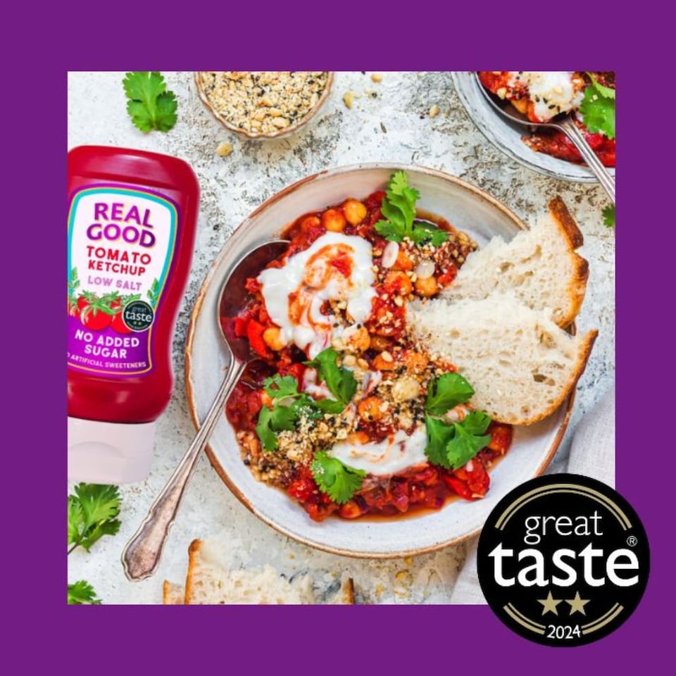 image 1 of Real Good No Added Sugar Tomato Ketchup, Low Salt  6 x 310g