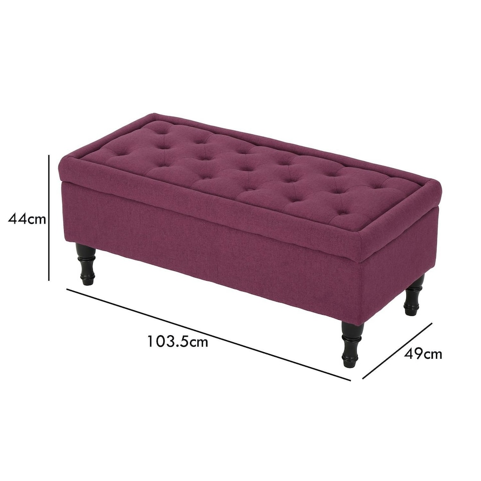 image 1 of Fuchsia Fabric Ottoman Storage Bench Pink