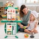 image 8 of Realistic Kitchen Play Set for Toddlers Steaming Spray Lights Cooking Sounds Pretend Role Play (Green)