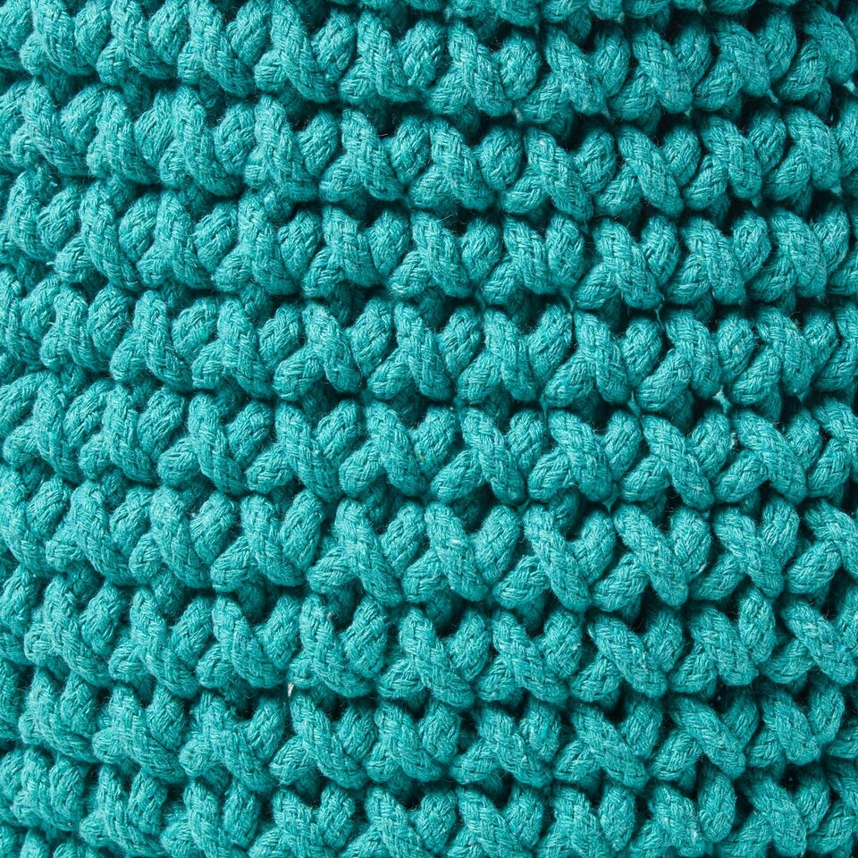 image 1 of Homescapes Teal Green Cotton Knitted Round Storage Basket - 37 x 21 cm Green | M