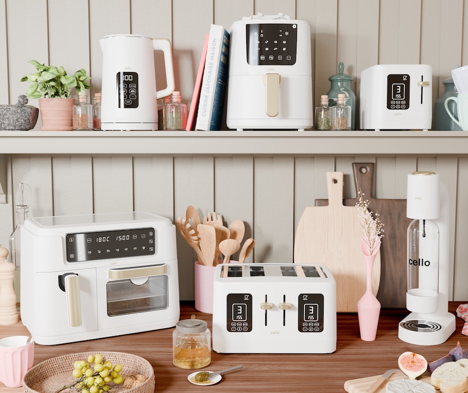 image 1 of Cello Breakfast Bundle - Digital Kettle and 4 Slice Toaster