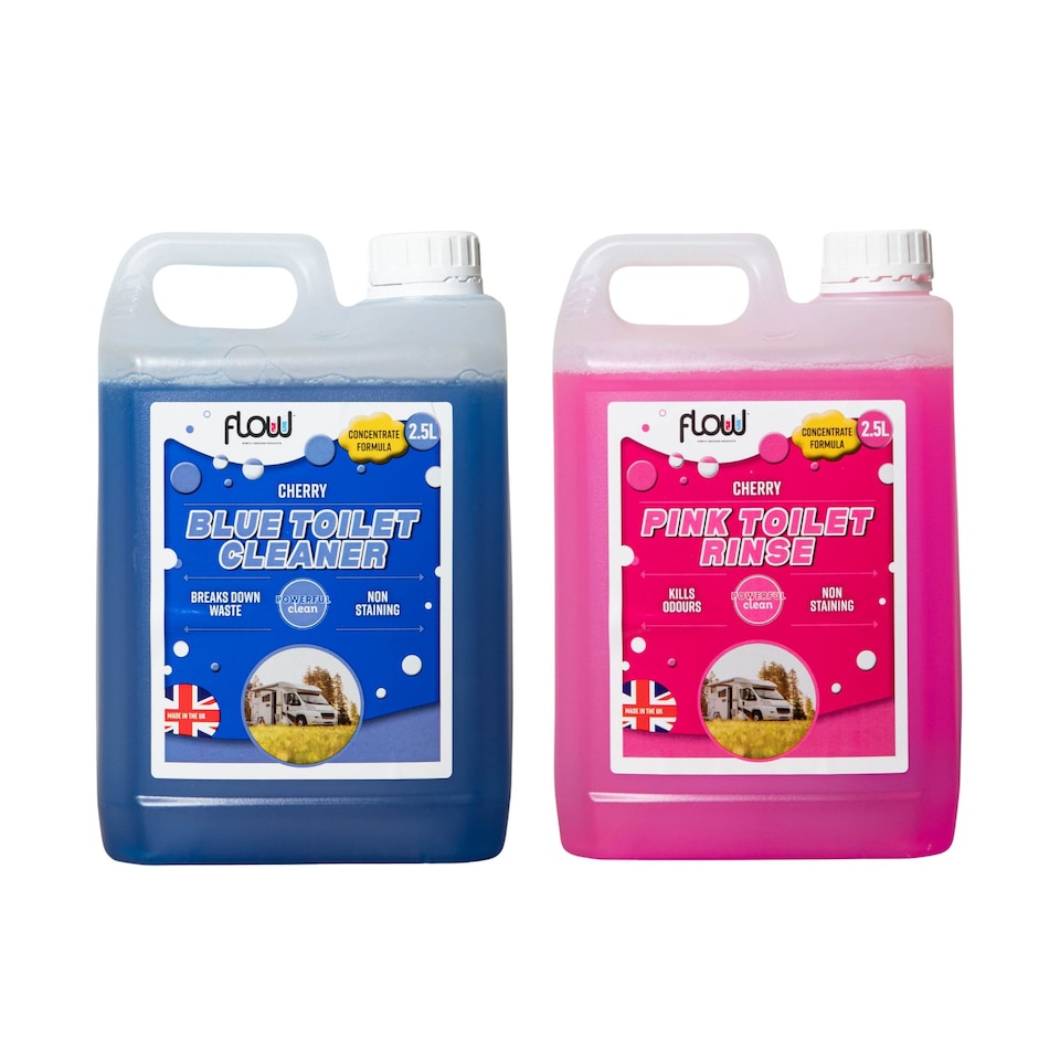 image 1 of 2.5L Cherry Pink & Blue Toilet Cleaning Rinse Concentrate Fluid Set