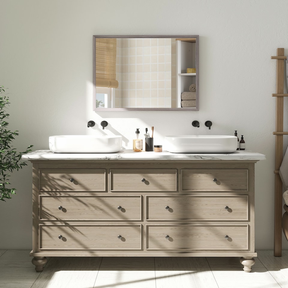 image 1 of HOMCOM 50 x 70 cm Wall Bathroom Mirror, Vanity Mirror, Grey