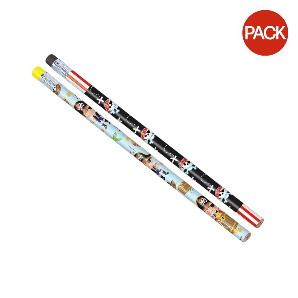 image 1 of Amscan Pirate Pencil With Eraser (Pack of 2) - Multicoloured - One Size