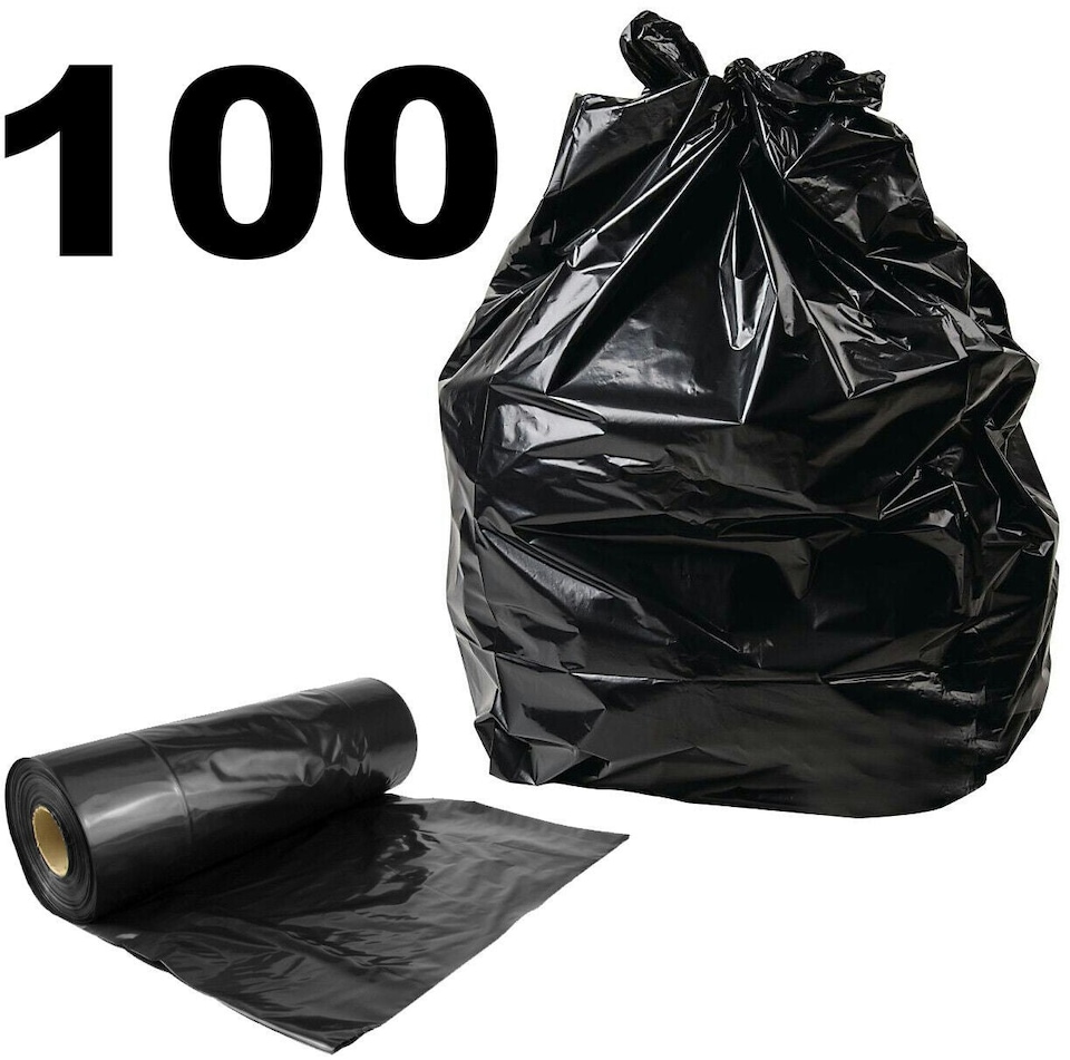 image 1 of 20 Black Refuse Sacks Strong Bin Liners Dustbin Bags