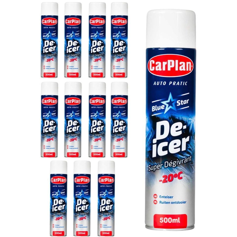 image 1 of CarPlan Blue Star De-Icer Car Windscreen Aerosol Spray Car Ice Melt 500ml