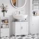 image 2 of kleankin Pedestal Under Sink Cabinet with Double Doors, Modern Bathroom Vanity Unit, Storage Cupboard with Adjustable Shelves, White | White | White