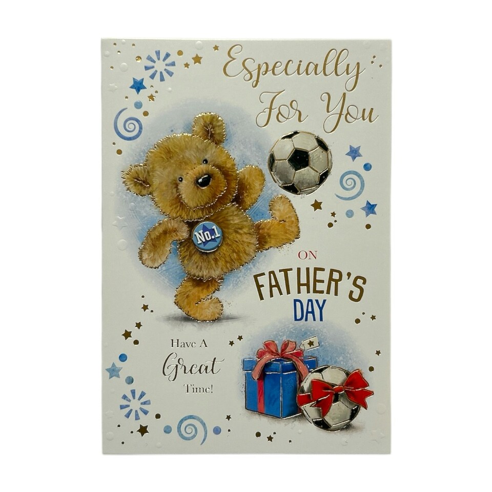 image 1 of Especially For You Teddy Playing Football Design Father's Day Card