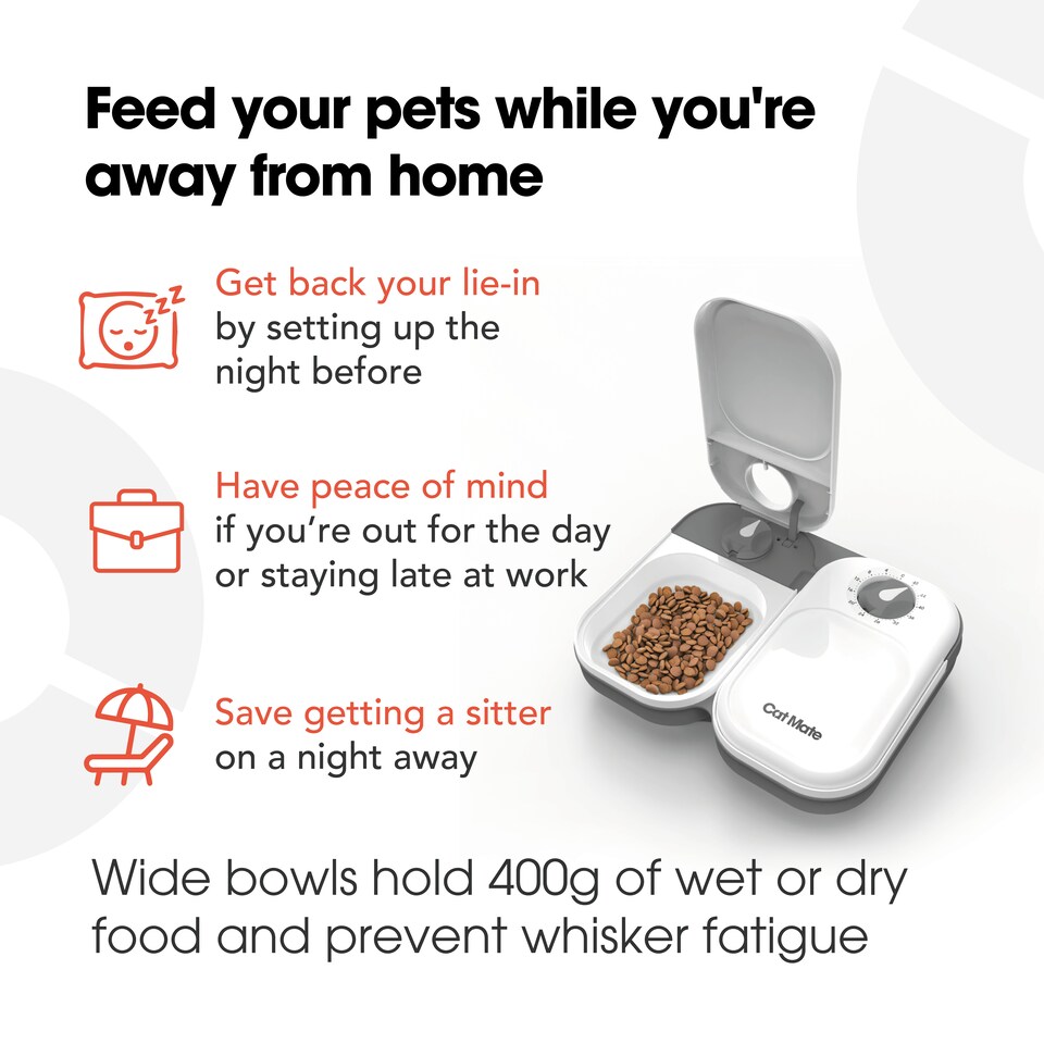 image 1 of Cat Mate Two-meal Automatic Dry/Wet Food Pet Feeder (C200) | Multi