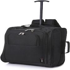 5 Cities 21"/55cm Backpack Trolley Bag Carry On Lightweight Travel Cabin Approved with Shoulder Straps Wheels Suit Case Hand Luggage with 2 Year Warranty Black | Black | Cabin Bag